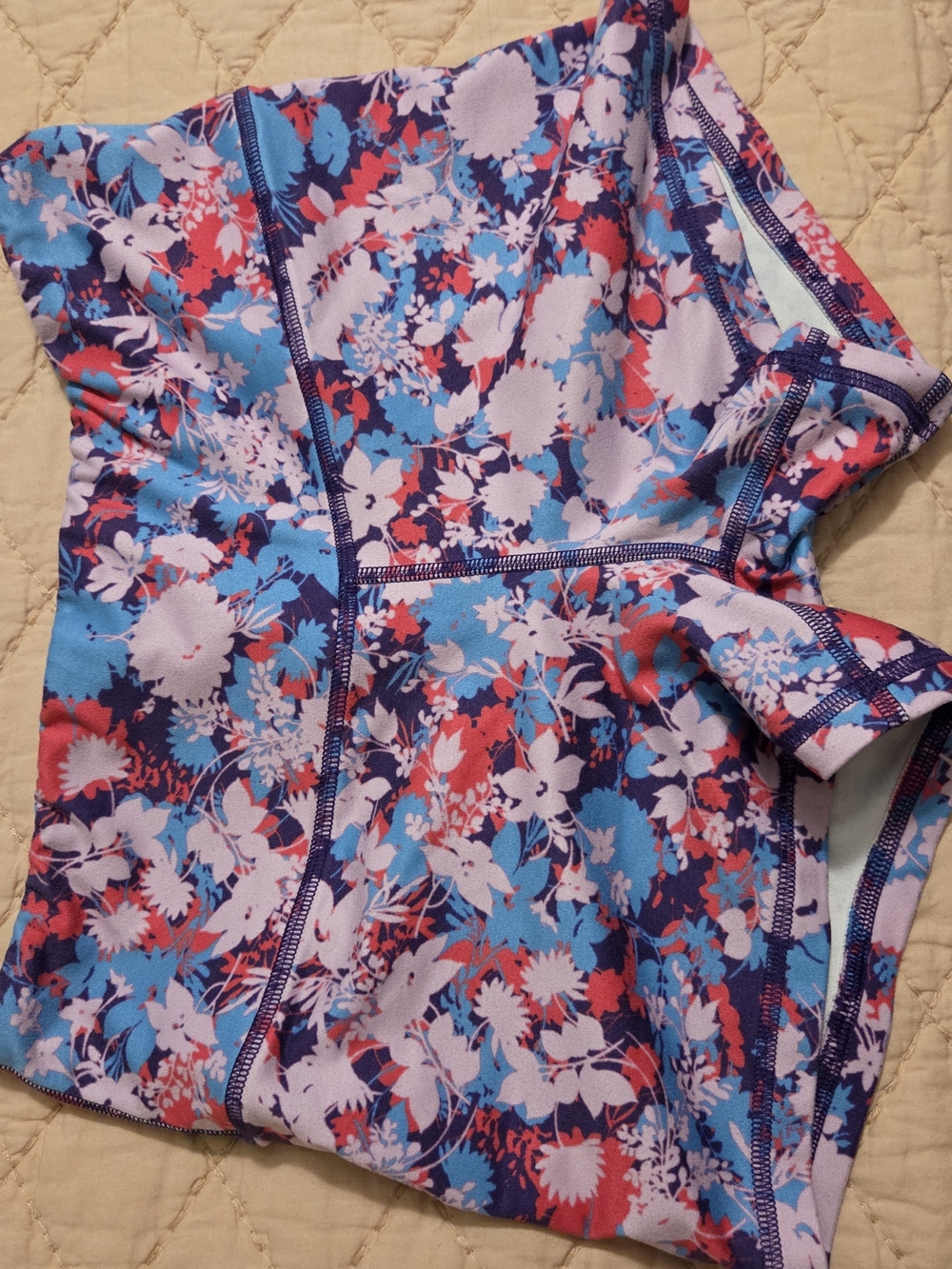 Fleo Floral Athletic Shorts in Blue, Pink & Red